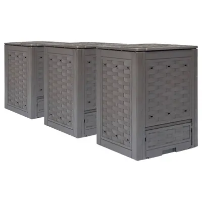 Gossi compostoare gradina 3 buc. maro 60x60x83 cm 900 l plastic ratan
