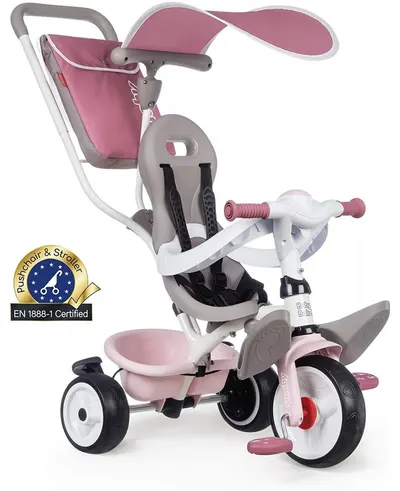 Tricicletă pentru copii 3 în 1 Smoby - Baby Balade Plus, roz