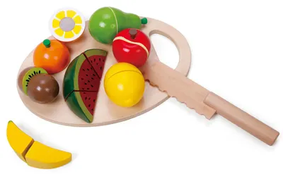 Set de taiat pentru copii Classic World - Fructe, din lemn