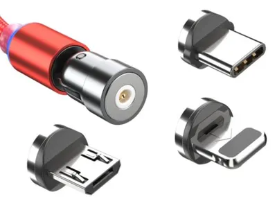 Cablu magnetic 3 in 1 incarcare si transfer date telefon Lightning Micro USB Type C