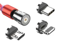 Cablu magnetic 3 in 1 incarcare si transfer date telefon Lightning Micro USB Type C