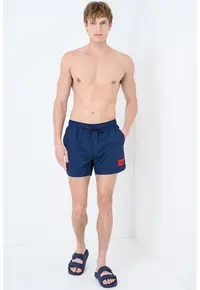 Pantaloni scurti de baie cu talie ajustabila - Bleumarin