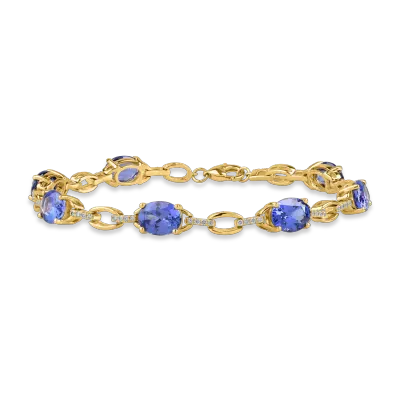 Bratara din aur galben cu tanzanite pear de 11.67ct si diamante de 0.4ct