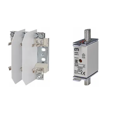 Pachet Protectie Circuit Trifazat: Soclu Siguranta Fuzibila NH00/NH000 3P (M8/M6), Siguranta Fuzibila NH000 gG 32A 500V