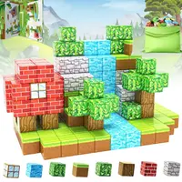 Set 140 cuburi magnetice Mine Craft, constructie STEM