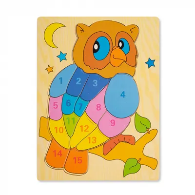 Puzzle din Lemn cu Numere Bufnita Montessori - Nurio