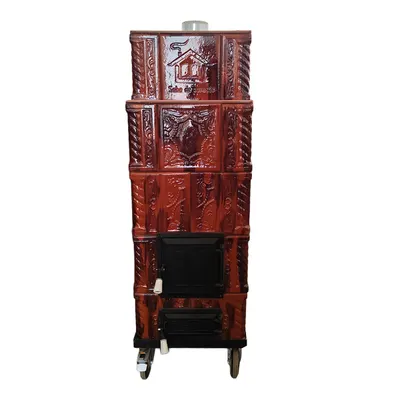 Soba teracota 5 randuri maro degrade cu roti 45 x 56 x 135 cm evacuare centru