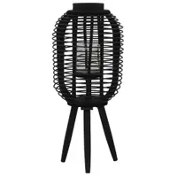 vidaXL Suport de lumânări tip felinar vertical, negru, bambus