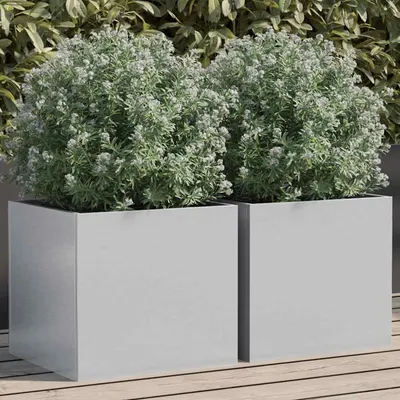 vidaXL Jardiniere, 2 buc., argintiu, 32x30x29 cm, oțel galvanizat
