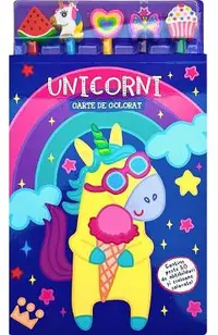 Carte de colorat cu 5 creioane. Unicorni