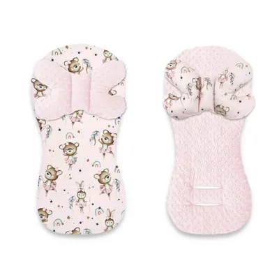 Protectie textila, MimiNu, Pentru carucior, scaun auto si scaun de bicicleta, Cu perna Butterfly, Materiale certificate Oeko Tex Standard 100, Minky Little Ballerina Pink