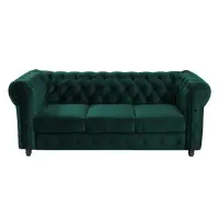 Canapea fixa CHESTERFIELD, 3 locuri, cu arcuri, verde, 205x90x80 cm