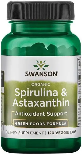 Organic Spirulina & Astaxanthin, 120 tablete, Swanson