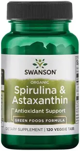 Organic Spirulina & Astaxanthin, 120 tablete, Swanson