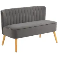 HOMCOM Canapea design retro 2 locuri, picioare din lemn, 117 cm x 56,5 cm x 77 cm, Gri închis | Aosom Romania