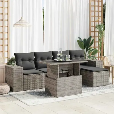 Gossi set mobilier gradina cu perne, 6 piese, gri, poliratan