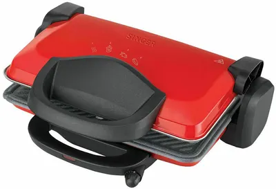 Grătar Singer - CG-1800, 1800W, granit, cu striații, roșu/negru