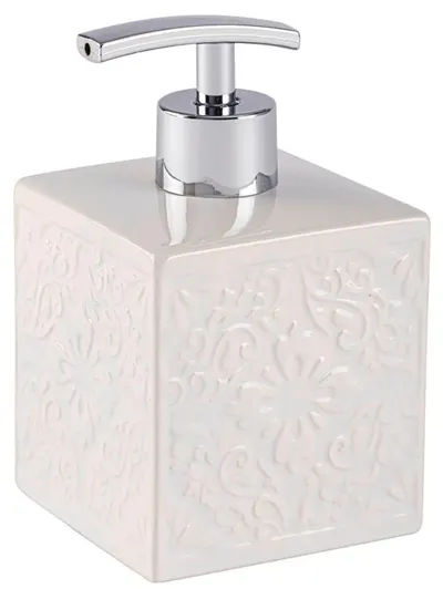 Dozator de săpun lichid Wenko - Cordoba, 500 ml, 8,5 x 13 x 8,5 cm, ceramică, alb