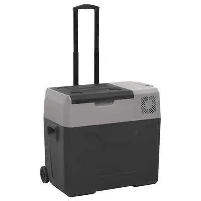 vidaXL Ladă frigorifică cu roată și mâner 40 L negru/gri polipropilenă