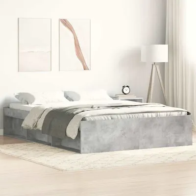 vidaXL Cadru de pat king size, gri beton, 150x200 cm