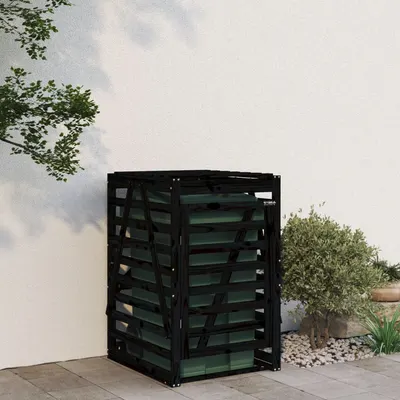 vidaXL Depozitare coș de gunoi negru 84x90x128,5 cm lemn masiv de pin
