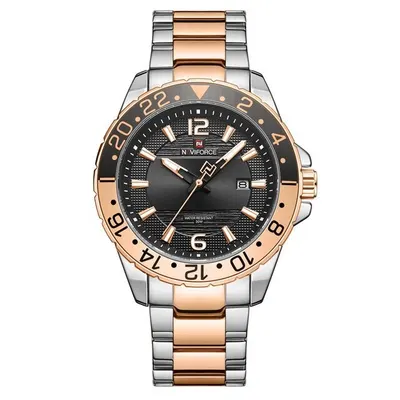 Ceas barbatesc Naviforce Otel Quartz Analog Data Auriu