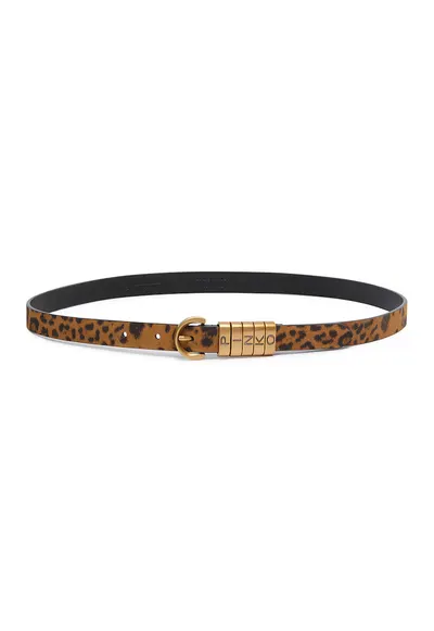 Curea skinny de piele cu animal print - Maro/Portocaliu