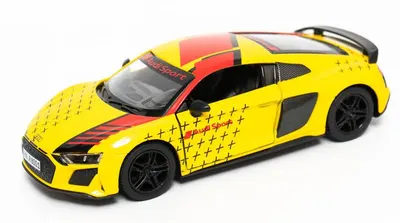 Mașinuță metalică Kinsmart Livery Edition - 2020 Audi R8 Coupe, 1:36, galben