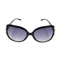 Ochelari de soare damă, Tiara, ramă neagră lucioasă, formă fluture, detalii aurii, lentile fumurii, protecție UV 400