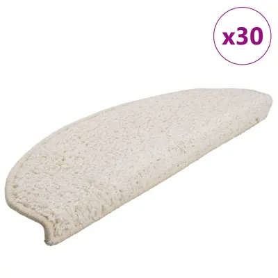 vidaXL Covorașe pentru scări, 30 buc., 65x21x4 cm, alb, semirotunde, mari