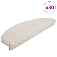 vidaXL Covorașe pentru scări, 30 buc., 65x21x4 cm, alb, semirotunde, mari
