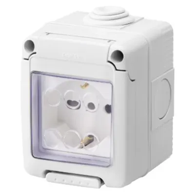 Watertight Enclosure Complete With System Devices - With Socket-Outlet 2p+e 16 a Dual Amperage - Italian/german Standard - Ip55 - Grey Ral 7035
