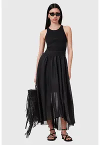 Rochie lunga cu decolteu rotund Zenia - Negru/Transparent