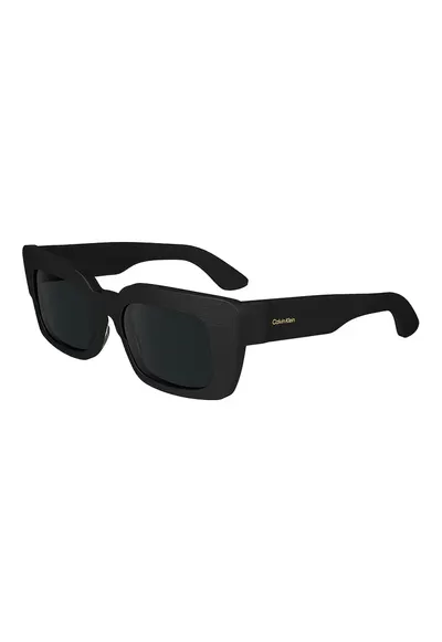 Ochelari de soare dreptunghiulari cu logo - Negru