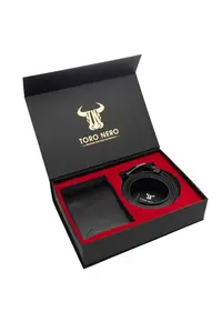 Set portofel si curea - barbati - din piele naturala - negru - Muselles xxl