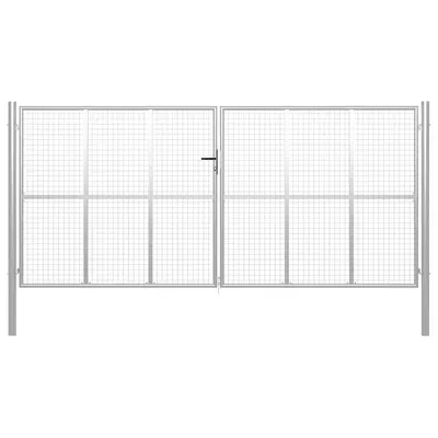 vidaXL Poartă de grădină din oțel galvanizat, argintiu, 400x200 cm