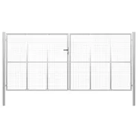 vidaXL Poartă de grădină din oțel galvanizat, argintiu, 400x200 cm