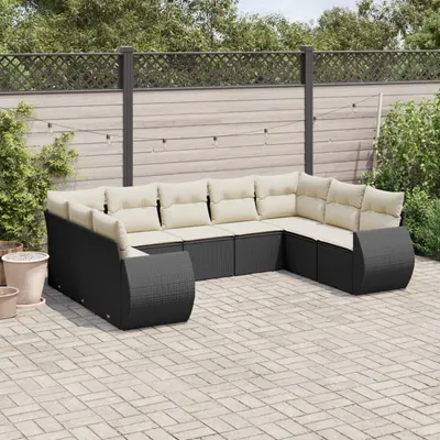 Gossi set mobilier de gradina cu perne, 9 piese, negru, poliratan