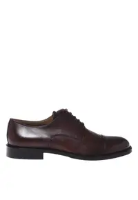 Pantofi Oxford din piele cu varf rotund - Maro inchis