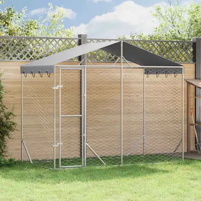 vidaXL Padoc de exterior&acoperiș argintiu 3x1,5x2,5 m oțel galvanizat