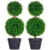 HOMCOM Arbore Buxus Artificial Sferic în Ghiveci 60 cm, Verde, Decorativ pentru Interior/Exterior, Rezistent la UV | Aosom Romania