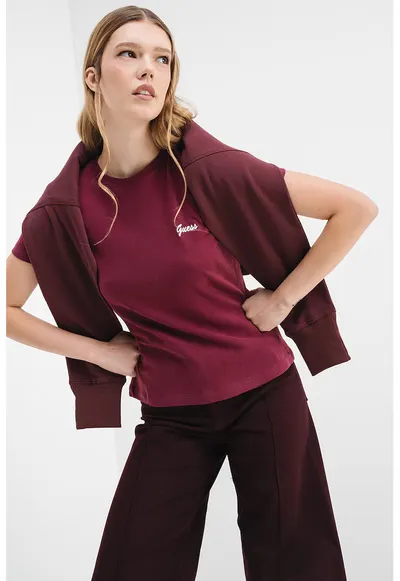 Tricou cu decolteu la baza gatului - Violet tyrian
