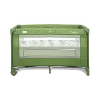 Patut pliabil pentru copii Lorelli Carina Green Stars, 2 nivele, deschidere laterala cu fermoar, prevazut cu roti cu frana