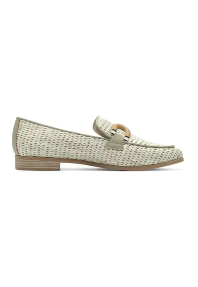 Pantofi loafer cu aspect tesut - Galben murdar/Maro camel
