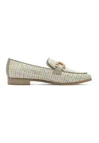 Pantofi loafer cu aspect tesut - Galben murdar/Maro camel