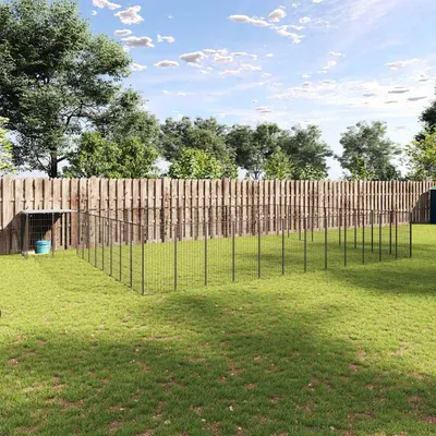 vidaXL Padoc pentru câini, negru, 37,51 m², oțel