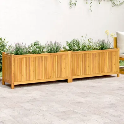 vidaXL Jardinieră de grădină cu căptușeală 199x38,5x50 cm, lemn acacia