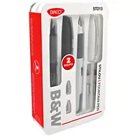 Set stilou alb si negru + penita M si F + 2 convertoare, Daco Black & White