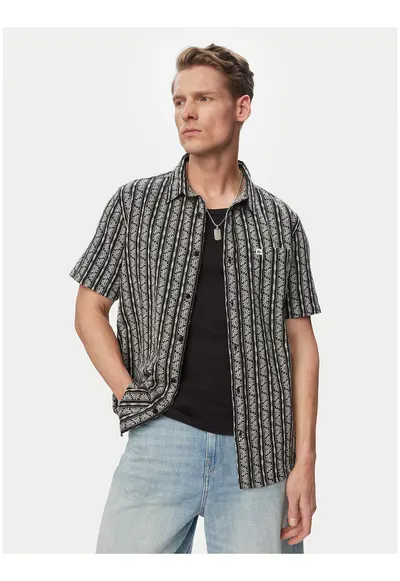 Camasa barbati - neagra - bumbac - maneca scurta - croiala regular fit