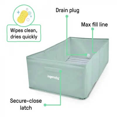 Cadita pliabila pentru calatorii Ingenuity Tuckaway Travel Tub Sage